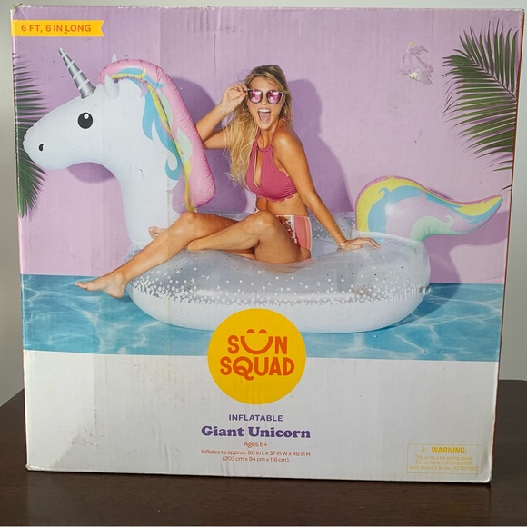Sun Squad NWT Giant Floatie Inflatable Unicorn Pool Float Floatie 6 ft 6 inch - Picture 4 of 6